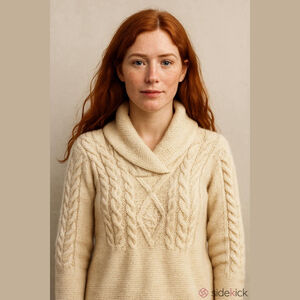 Inis Crafts Cream Wool Cable Knit Sweater - Small